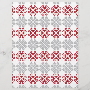 Papier Croix géométrique rouge et gris letton
