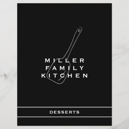 Papier Cuisine Familiale Dessert Divider | Noir et blanc (Devant)
