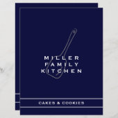 Papier Cuisine familiale gâteau Cookie Divider | Marine & (Devant / Derrière)