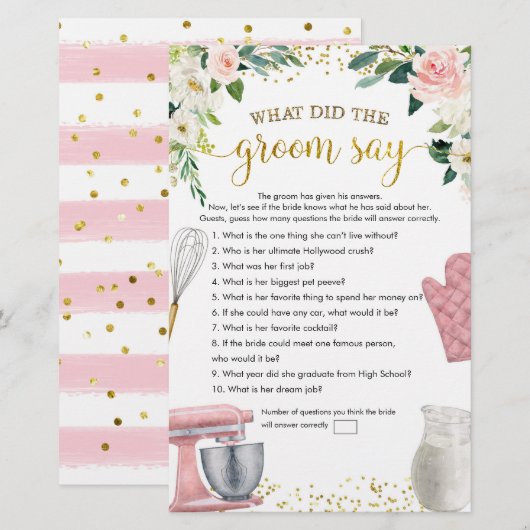 Papier Cuisine Fête des mariées Ce que la chambre dit jeu (Devant / Derrière)