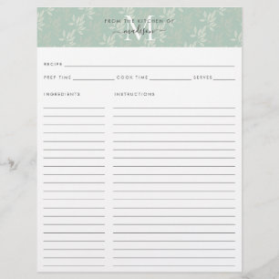 Papier Cuisine mignonne Monogramme Turquoise Floral Botan