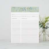 Papier Cuisine mignonne Monogramme Turquoise Floral Botan (Debout devant)