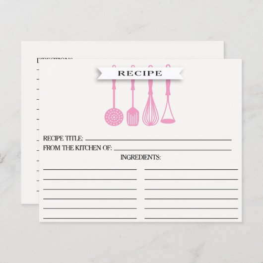 Papier Cuisine Ustensiles rose Fête des mariées Recette C (Devant / Derrière)
