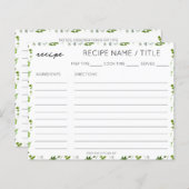 Papier Cuisine verte Plat Herbes de Jardin Recette (Devant / Derrière)