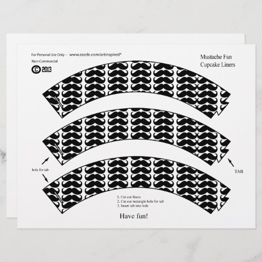 Papier Cupcake Liners - Mustache Fun (Devant / Derrière)