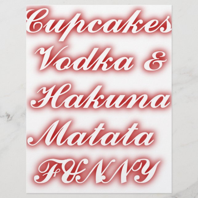 Papier Cupcakes Rouge Vodka Hakuna Matata FUNNY. (Devant)
