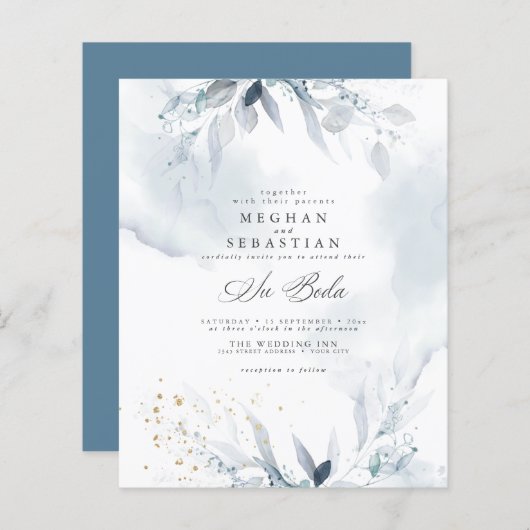 Papier Custom 3 Isaac Ruth Budget Dusty Blue Watercolor (Devant / Derrière)