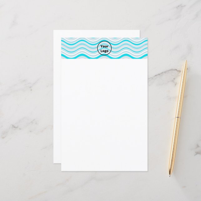 Papier Custom blue and white wavy stripes (Devant/Arrière en situation)