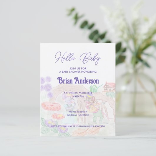 Papier Custom Kids Artwork, deux mignonnes souris, fleurs (Debout devant)