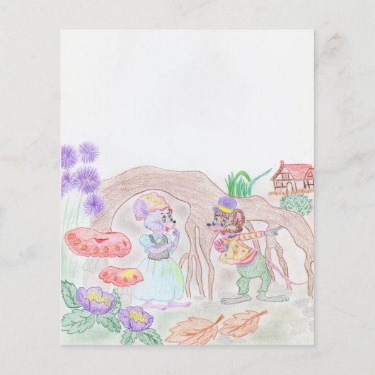Papier Custom Kids Artwork, deux mignonnes souris, fleurs (Dos)
