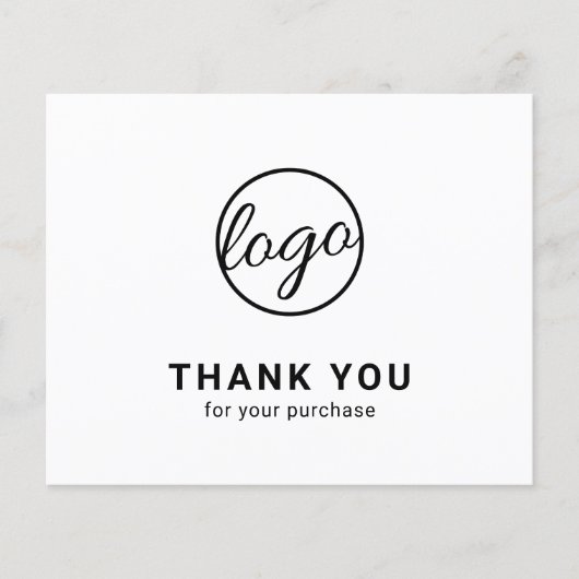 Papier Custom Logo Black and White Budget Thank You Card (Devant)