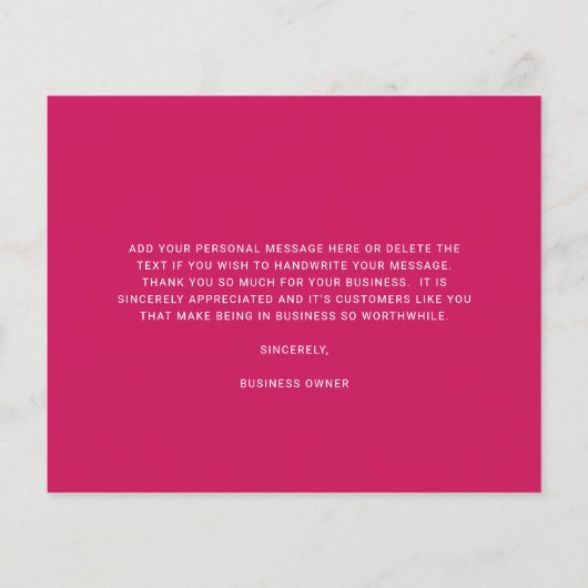 Papier Custom Logo Dark Pink Budget Thank You Card (Dos)