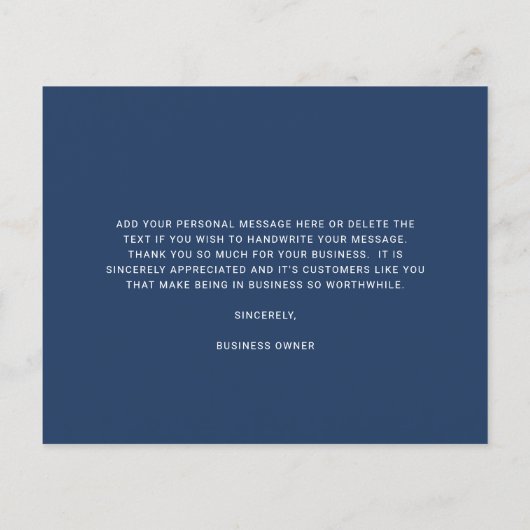 Papier Custom Logo Navy Blue Budget Thank You Card (Dos)