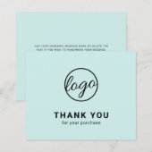 Papier Custom Logo Turquoise Budget Thank You Card (Devant / Derrière)