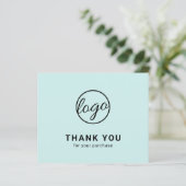 Papier Custom Logo Turquoise Budget Thank You Card (Debout devant)
