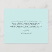 Papier Custom Logo Turquoise Budget Thank You Card (Dos)