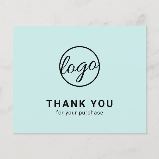 Papier Custom Logo Turquoise Budget Thank You Card (Devant)