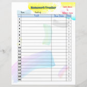 Papier Customisé Rainbow Paint Student Homework tracker (Dos)