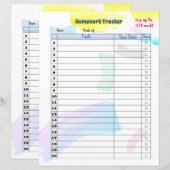 Papier Customisé Rainbow Paint Student Homework tracker (Devant / Derrière)