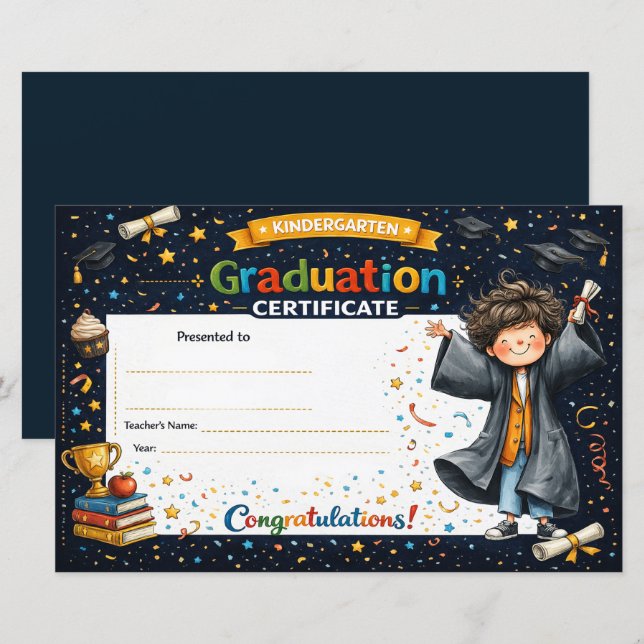Papier Customizable Kindergarten Graduation Keepsake (Devant / Derrière)