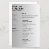 Papier customizable resume sheet curriculum vitae (Devant / Derrière)