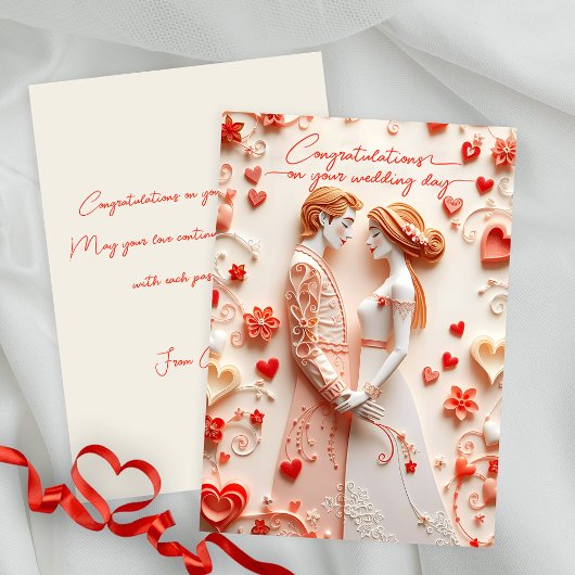 Papier-Cut Bruid en Bruidegom Wedding Gefeliciteer Kaart