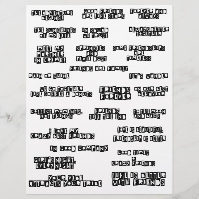 Papier Cut Out Words Loendship Scrapbook Citations (Devant)
