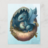 Papier Cute Aquarelle Baby shower Dragon Bleu (Dos)