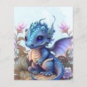 Papier Cute Aquarelle Baby shower Dragon Bleu (Dos)