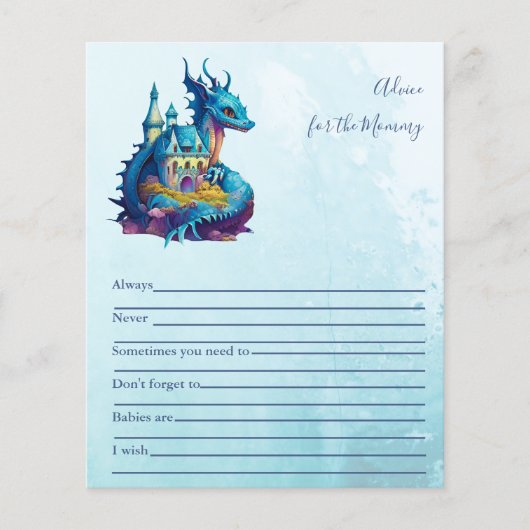 Papier Cute Aquarelle Baby shower Dragon Bleu (Devant)
