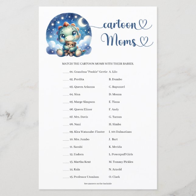 Papier Cute Aquarelle bébé dinosaure Cartoon Moms jeu (Devant)