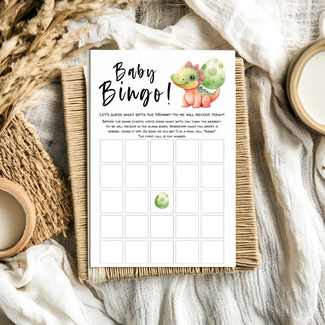 Papier Cute Aquarelle Dinosaur Baby shower Bingo Jeu (Créateur téléchargé)
