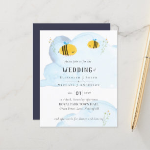Papier Cute Bees World Aquarelle Faire-part de mariage