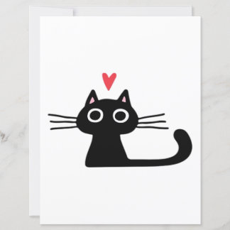 Papier Cute Black Cat with Heart  Kitten Valentine Classi