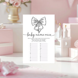 Papier Cute Bow Baby Name Race Coquette Girl Shower Game