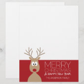 Papier Cute Cartoon Reindeer - Joyeux voeux de Noël (Devant / Derrière)