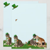 Papier Cute Cat St Patrick's Day Stationery (Devant / Derrière)