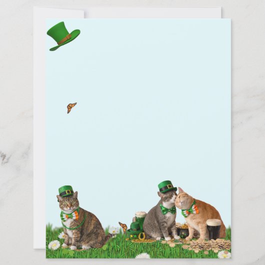 Papier Cute Cat St Patrick's Day Stationery (Devant)