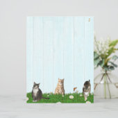 Papier Cute Cat Stationery - Added chickens on Back (Debout devant)