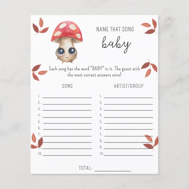 Papier Cute champignon - Nommez ce jeu de baby shower de  (Devant)