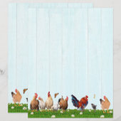 Papier Cute Chicken Stationery - Added Cat on Back (Devant / Derrière)