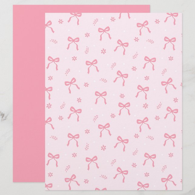 Papier Cute Coquette Bows and Blossoms Scrapbook Paper (Devant / Derrière)