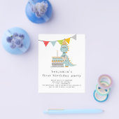 PAPIER | Cute Dinosaur Cake 1st Birthday Invitatio Flyer (Enkel)