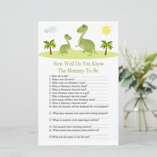 Papier Cute Dinosaur comment bien connaissez-vous bébé sh (Debout devant)