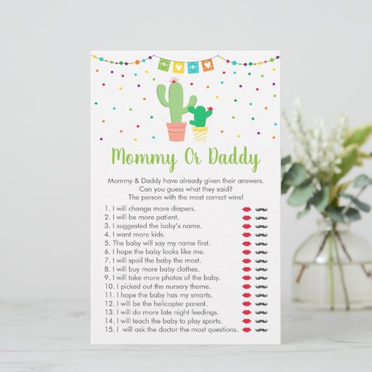 Papier Cute Fiesta Cactus Devinez Qui A Dit Qu'Il Douche  (Debout devant)