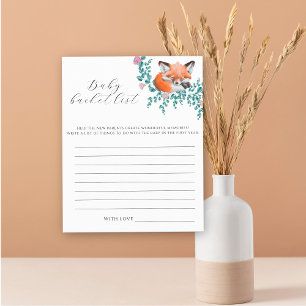 Papier Cute fox baby shower - Baby bucket liste jeu