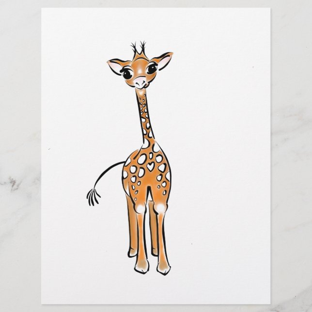 Papier Cute Giraffe drawing, safari animals (Devant)