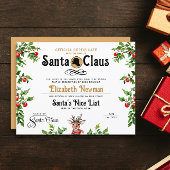 Papier Cute Gold Père Noël Naughty Nice Certificat Offici