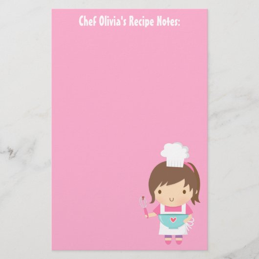 Papier Cute Little Chef Baker Girl Recette (Devant)