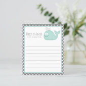 Papier Cute Little Whale Conseil Baby shower Jeu / Aqua (Debout devant)